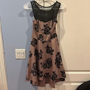 Pink, black roses dress